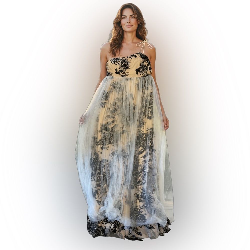 Southern Fried Chics Size XL Tulle Layered Maxi Dress Cream White Fairy Bride